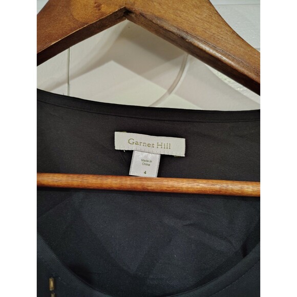 Garnet Hill Shift Beaded Dress Black Women Size 4 V Neck 3/4 Sleeves - Picture 2 of 9